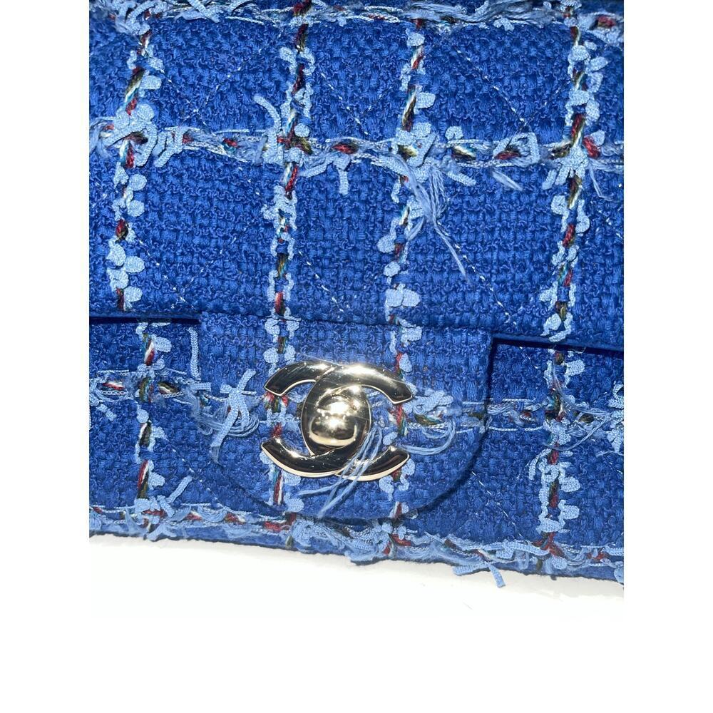 Chanel Classic Flap Bag in Blue Tweed with Silver Hardware - Picture 4 of 6